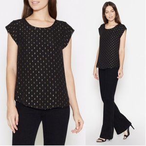 Joie Silk Rancher Black and Gold Metallic Silk Tee